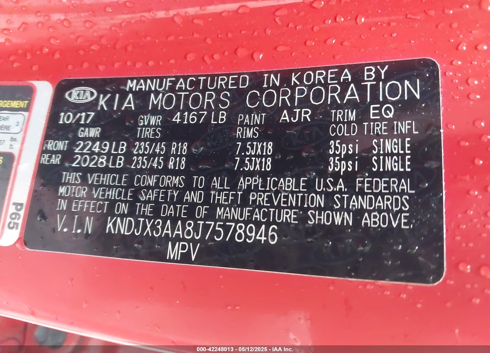 2018 KIA SOUL VIN: KNDJX3AA8J7578946