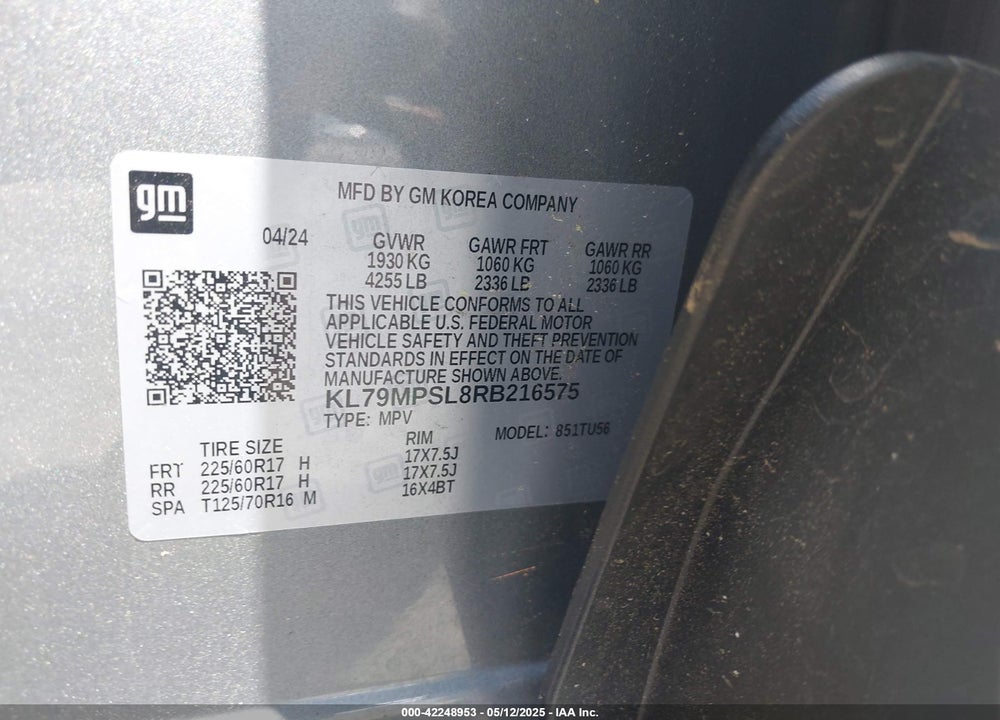 2024 CHEVROLET TRAILBLAZER FWD LT VIN: KL79MPSL8RB216575