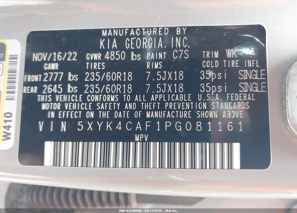 2023 KIA SPORTAGE VIN: 5XYK4CAF1PG081161