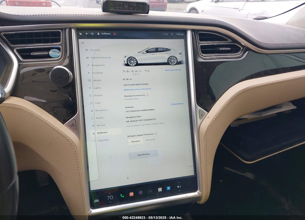 2012 TESLA MODEL S SIGNATURE VIN: 5YJSA1CN8CFP02687