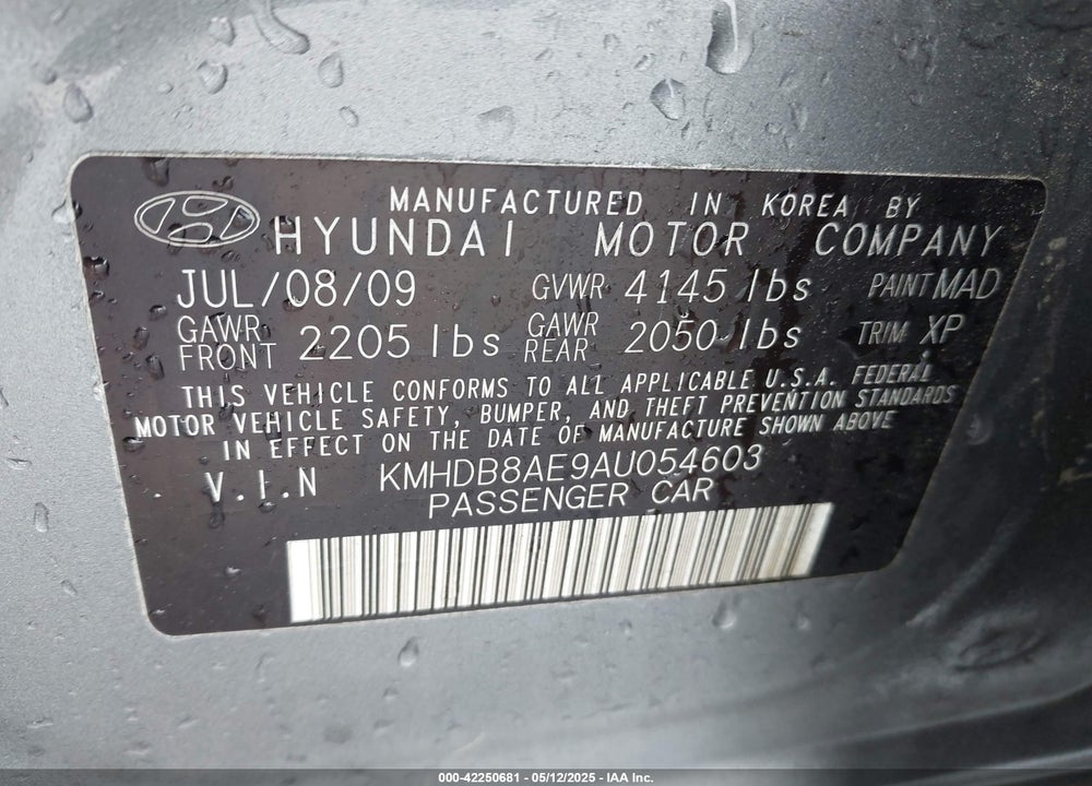 2010 HYUNDAI ELANTRA TOURING GLS VIN: KMHDB8AE9AU054603