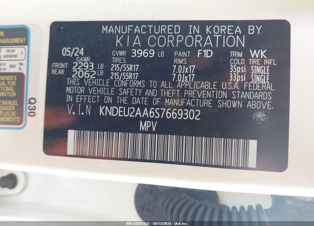 2025 KIA SELTOS VIN: KNDEU2AA6S7669302
