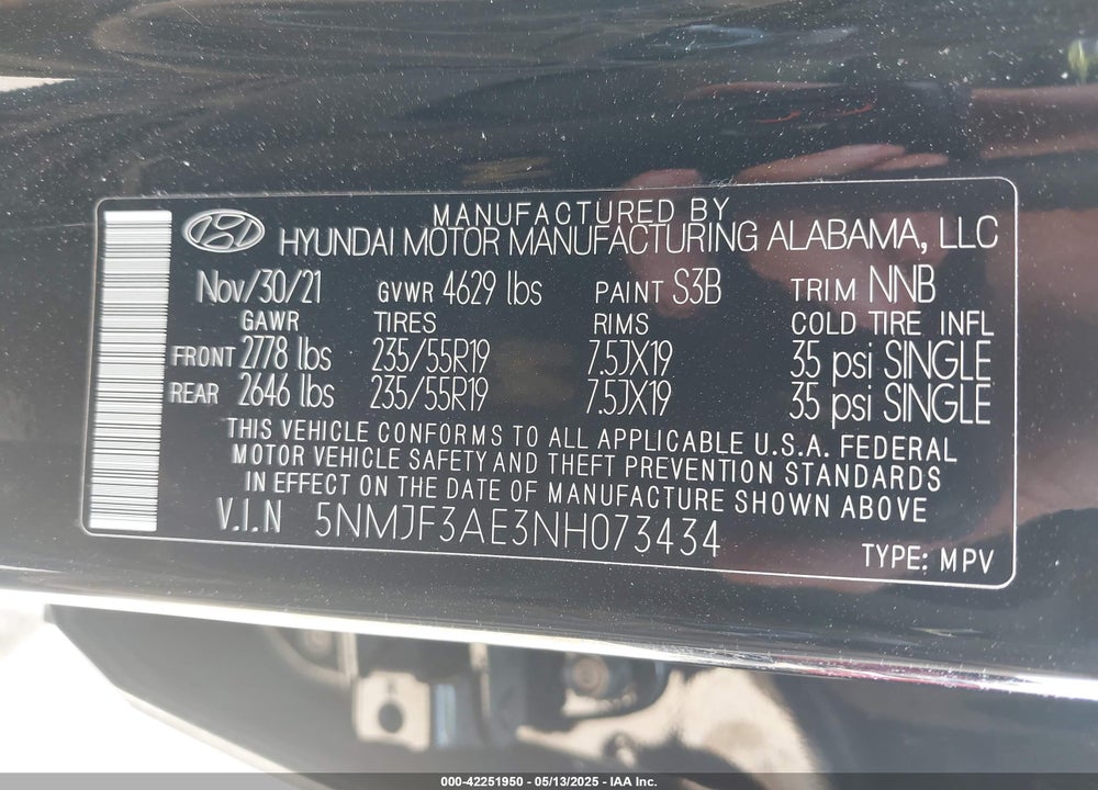 2022 HYUNDAI TUCSON VIN: 5NMJF3AE3NH073434