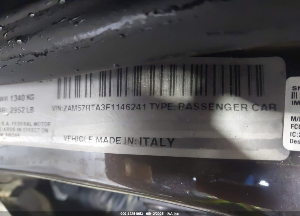 2015 MASERATI GHIBLI S Q4 VIN: ZAM57RTA3F1146241