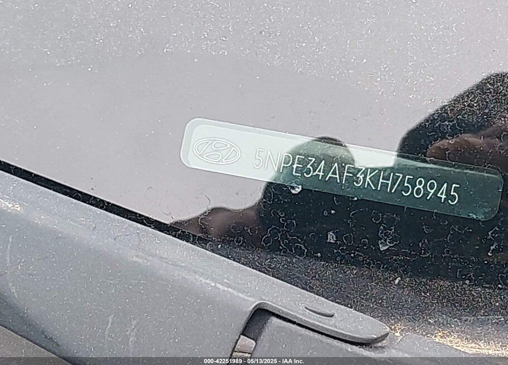 2019 HYUNDAI SONATA VIN: 5NPE34AF3KH758945