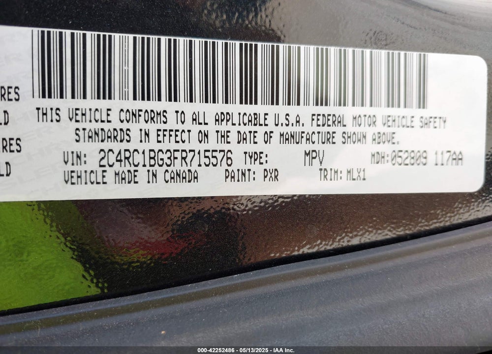 2015 CHRYSLER TOWN & COUNTRY TOURING VIN: 2C4RC1BG3FR715576