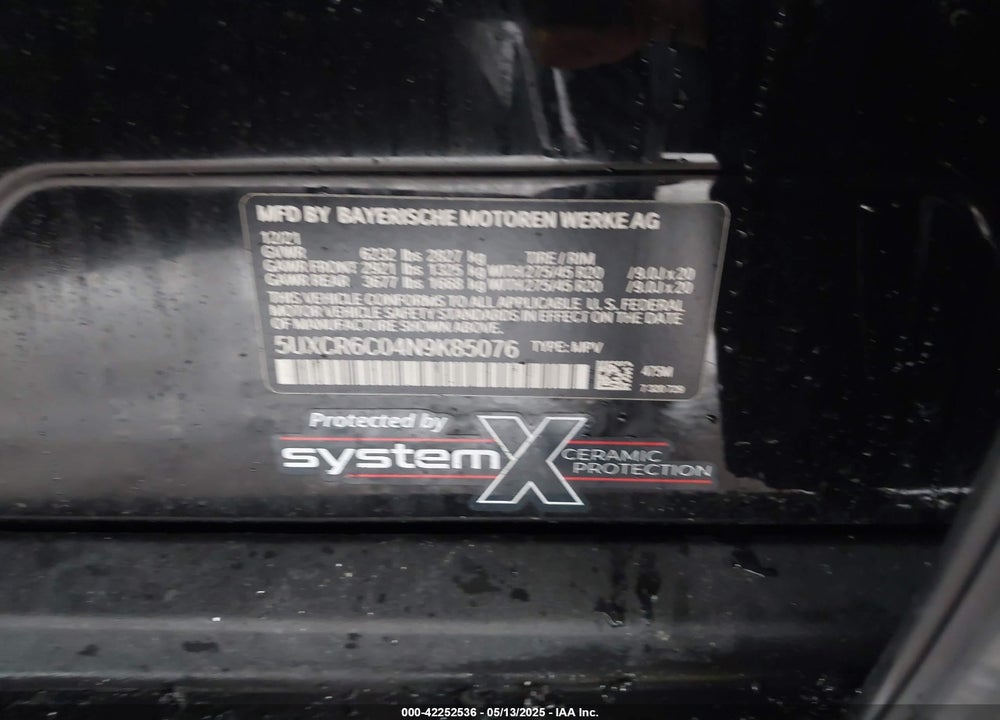 2022 BMW X5 VIN: 5UXCR6C04N9K85076