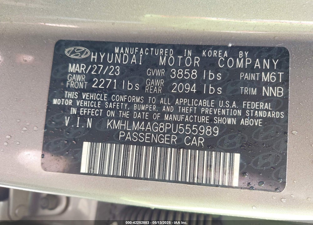 2023 HYUNDAI ELANTRA VIN: KMHLM4AG8PU555989