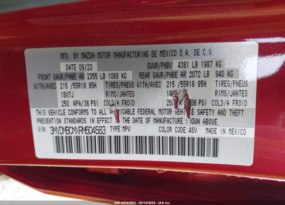 2024 MAZDA CX-30 VIN: 3MVDMBCMXRM604583