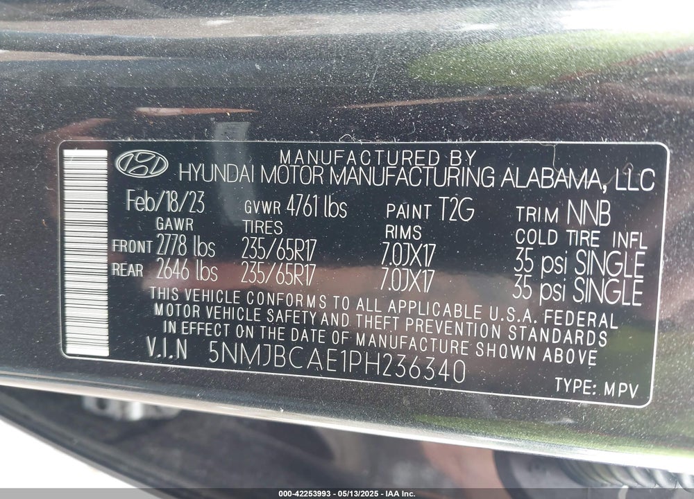 2023 HYUNDAI TUCSON SEL VIN: 5NMJBCAE1PH236340
