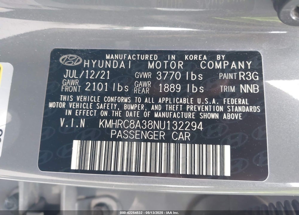 2022 HYUNDAI VENUE VIN: KMHRC8A38NU132294