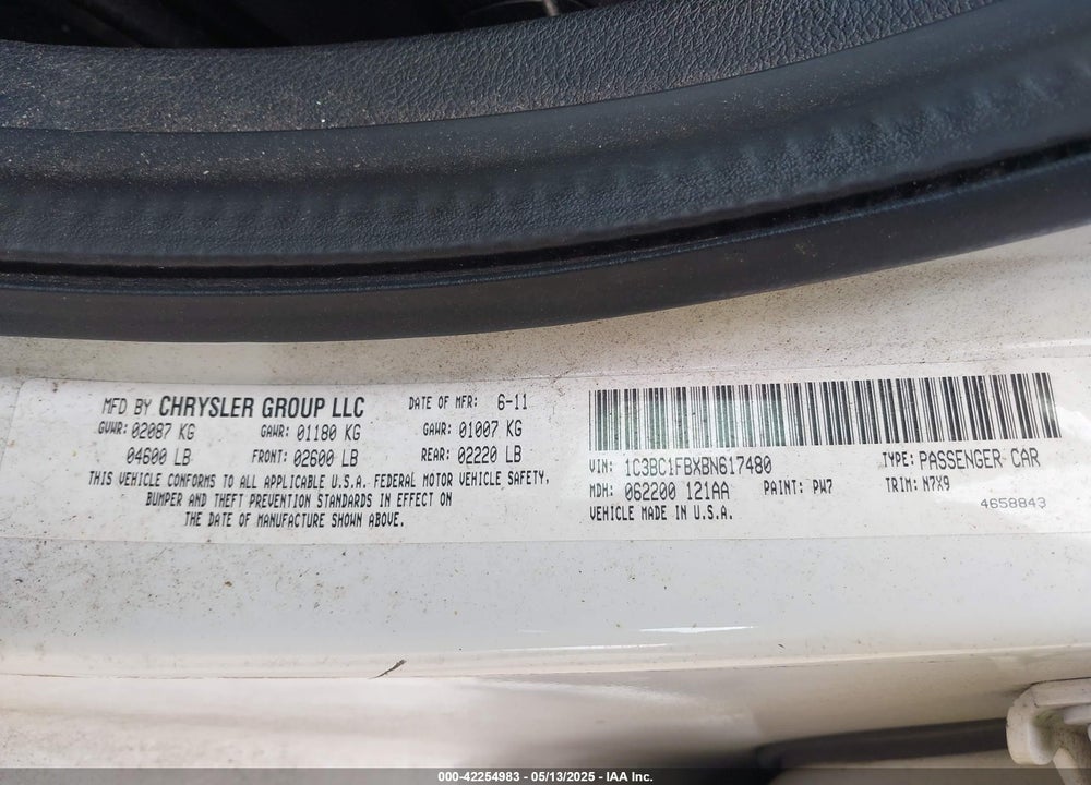 2011 CHRYSLER 200 TOURING VIN: 1C3BC1FBXBN617480