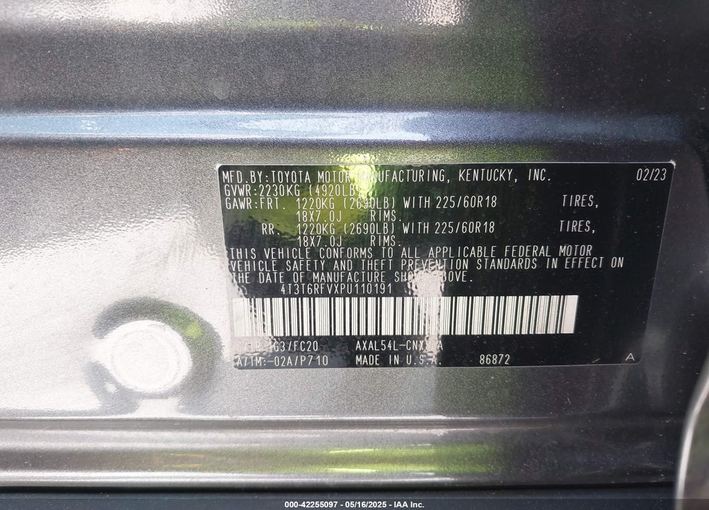2023 TOYOTA RAV4 HYBRID SE VIN: 4T3T6RFVXPU110191