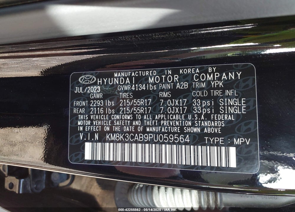 2023 HYUNDAI KONA SEL VIN: KM8K3CAB9PU059564
