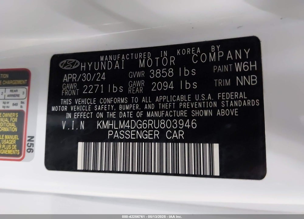 2024 HYUNDAI ELANTRA SEL VIN: KMHLM4DG6RU803946