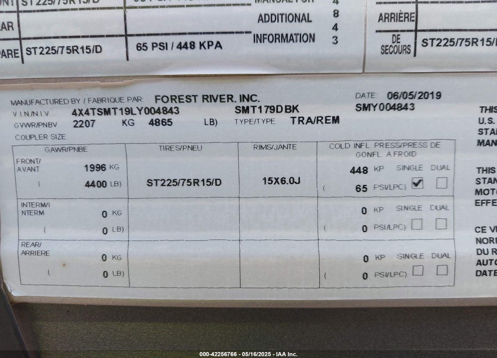 2020 SALEM FSX 179 DBK VIN: 4X4TSMT19LY004843