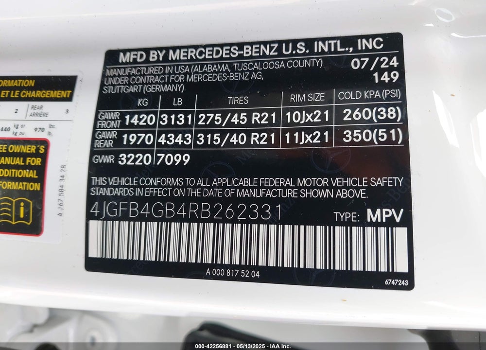 2024 MERCEDES-BENZ GLE CLASS VIN: 4JGFB4GB4RB262331
