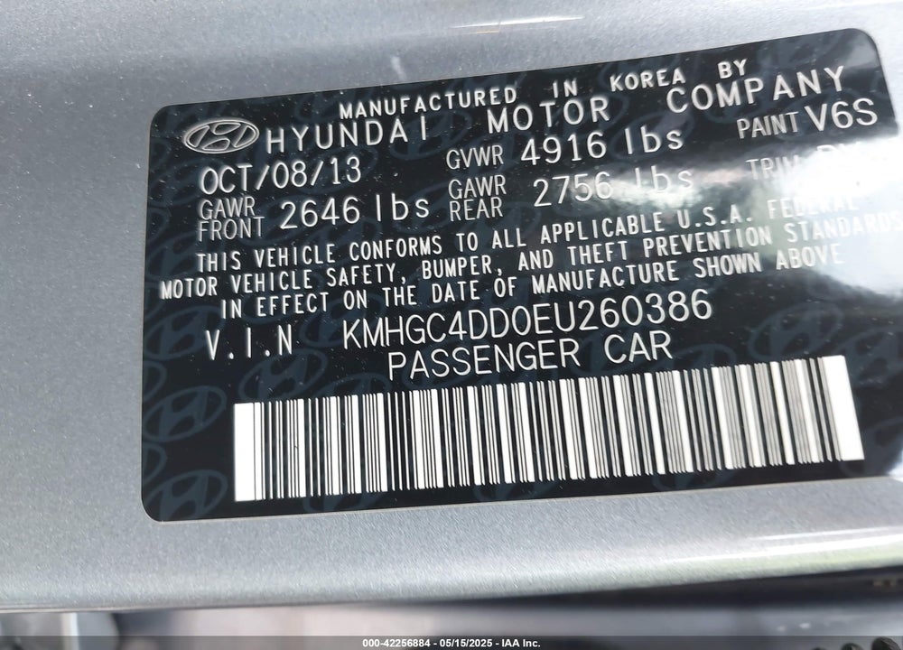 2014 HYUNDAI GENESIS VIN: KMHGC4DD0EU260386