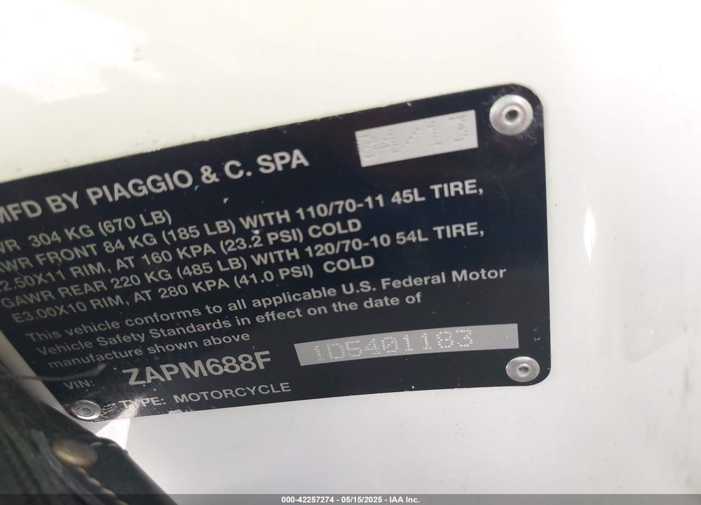 2013 VESPA LX 150IE VIN: ZAPM688F1D5401183