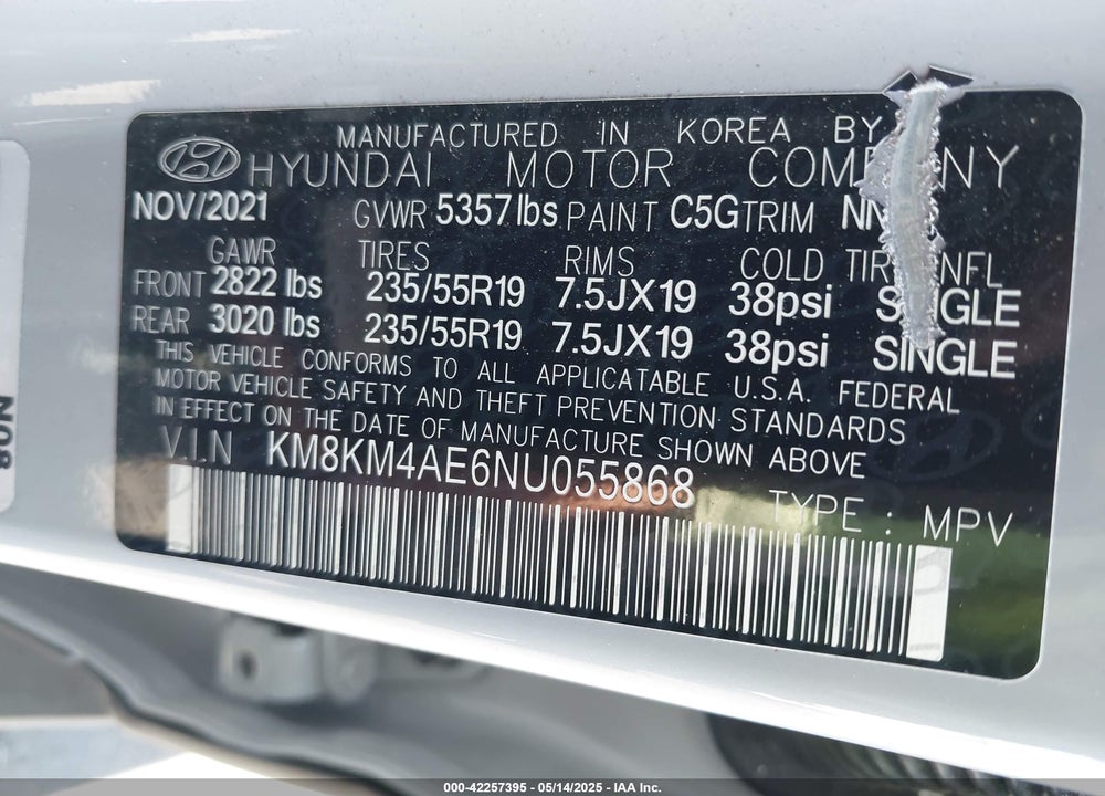 2022 HYUNDAI IONIQ 5 SE VIN: KM8KM4AE6NU055868