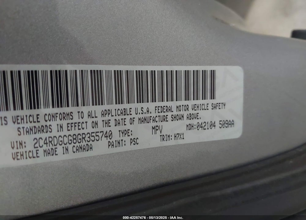 2016 DODGE GRAND CARAVAN SXT VIN: 2C4RDGCG8GR355740