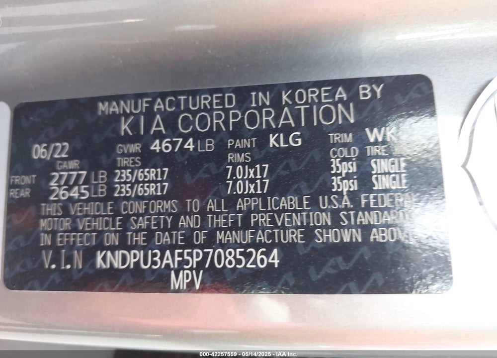 2023 KIA SPORTAGE VIN: KNDPU3AF5P7085264