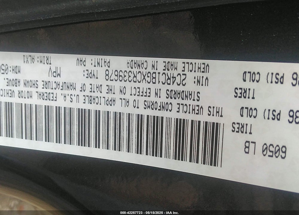 2012 CHRYSLER TOWN & COUNTRY TOURING VIN: 2C4RC1BGXCR339678