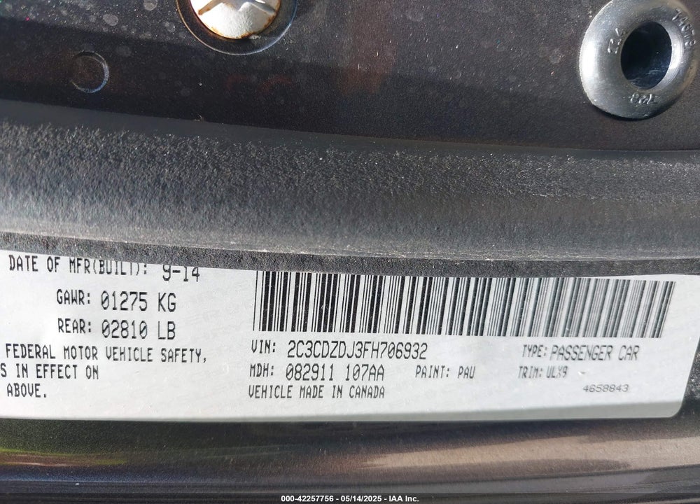 2015 DODGE CHALLENGER SRT 392 VIN: 2C3CDZDJ3FH706932