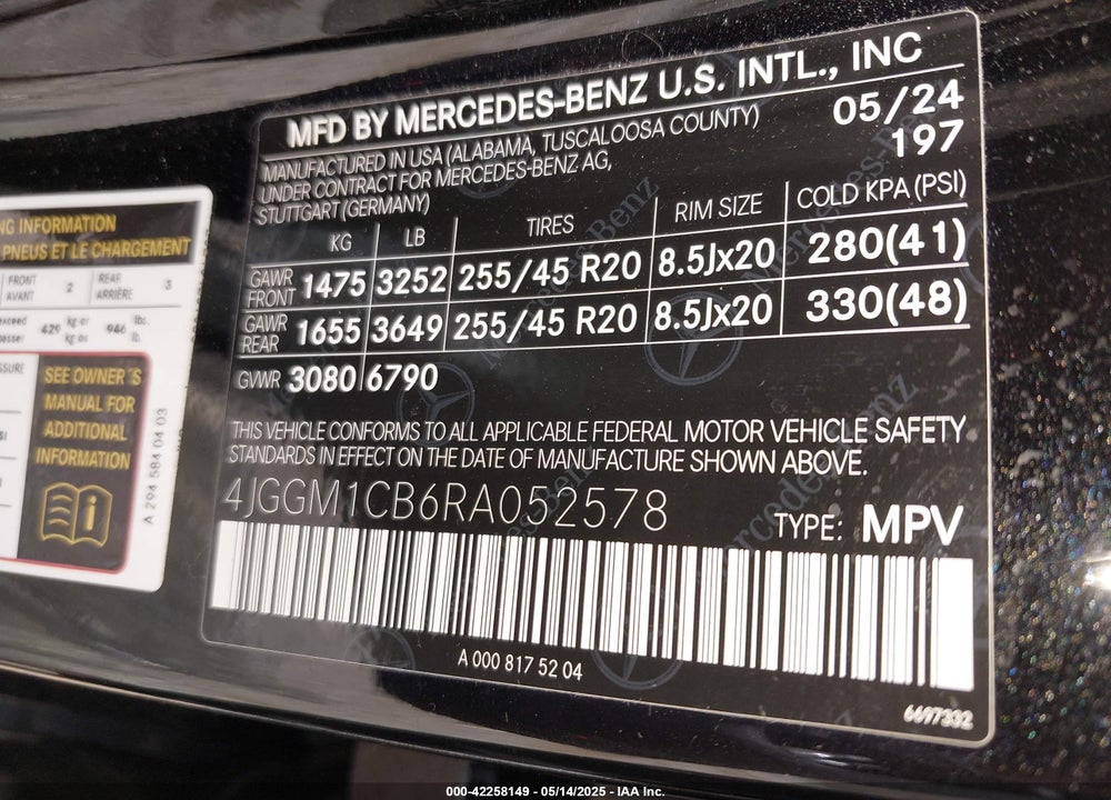2024 MERCEDES-BENZ EQE 350 SUV 4MATIC VIN: 4JGGM1CB6RA052578