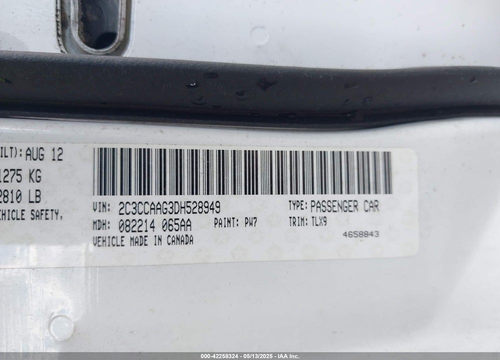 2013 CHRYSLER 300 MOTOWN VIN: 2C3CCAAG3DH528949