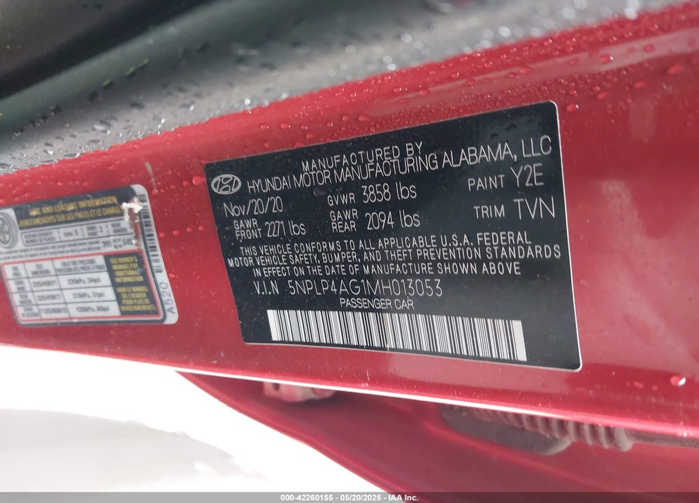 2021 HYUNDAI ELANTRA VIN: 5NPLP4AG1MH013053