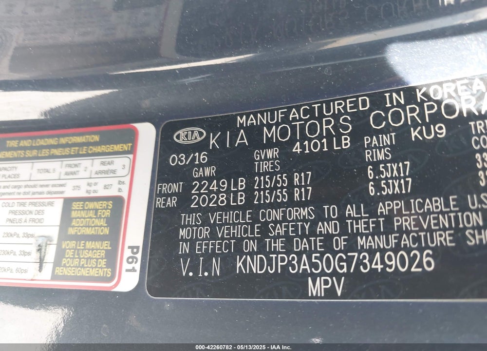 2016 KIA SOUL VIN: KNDJP3A50G7349026