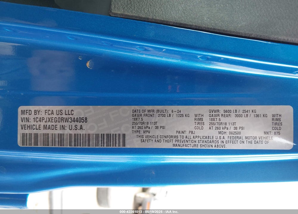 2024 JEEP WRANGLER 4-DOOR SAHARA 4X4 VIN: 1C4PJXEG0RW344058