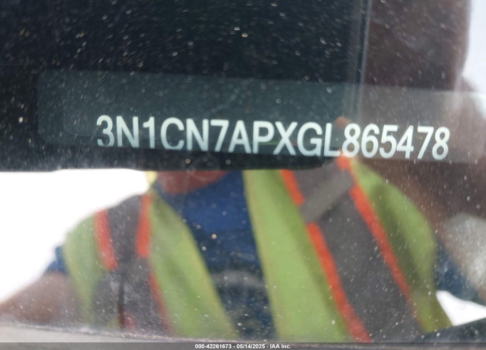 2016 NISSAN VERSA VIN: 3N1CN7APXGL865478