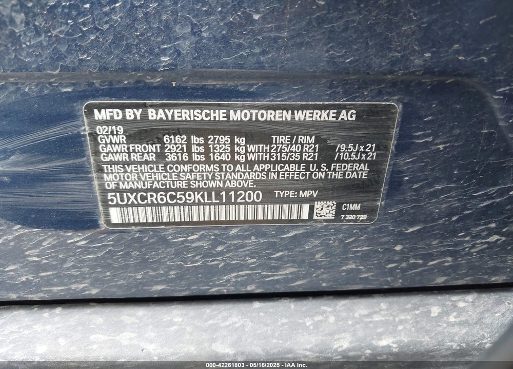 2019 BMW X5 VIN: 5UXCR6C59KLL11200