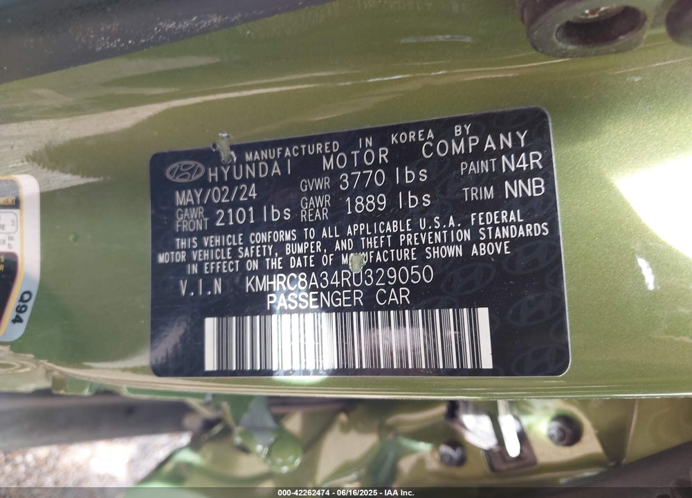 2024 HYUNDAI VENUE VIN: KMHRC8A34RU329050