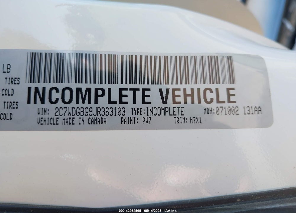 2018 DODGE GRAND CARAVAN VIN: 2C7WDGBG9JR363103