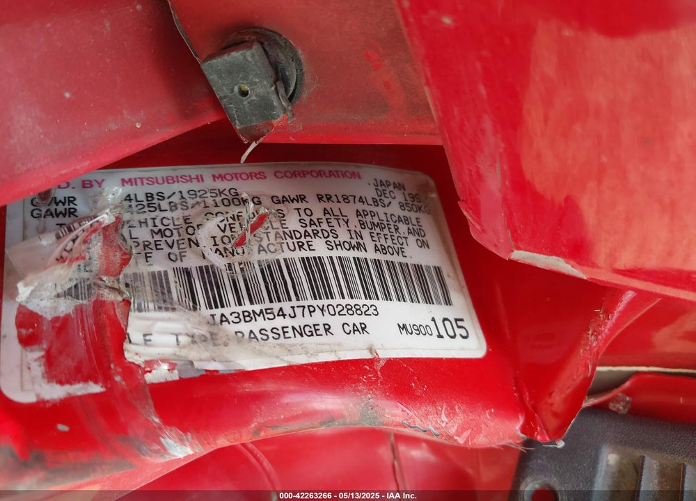1993 MITSUBISHI 3000 GT VIN: JA3BM54J7PY028823