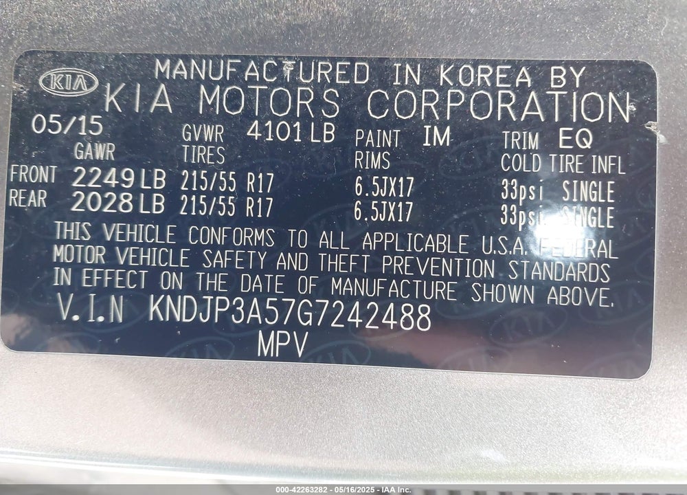 2016 KIA SOUL VIN: KNDJP3A57G7242488