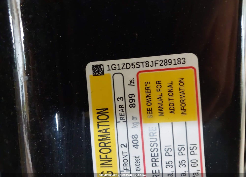 2018 CHEVROLET MALIBU VIN: 1G1ZD5ST8JF289183