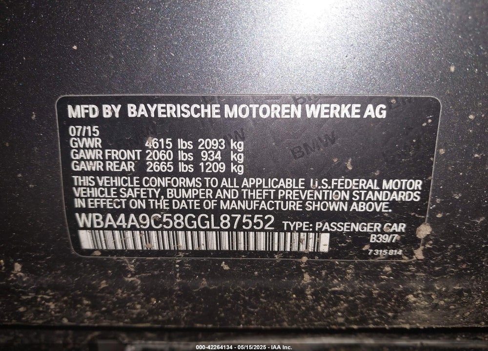 2016 BMW 428 VIN: WBA4A9C58GGL87552