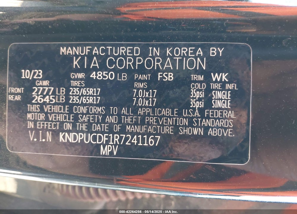 2024 KIA SPORTAGE VIN: KNDPUCDF1R7241167