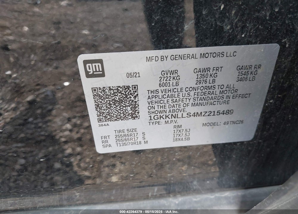 2021 GMC ACADIA AWD AT4 VIN: 1GKKNLLS4MZ215489