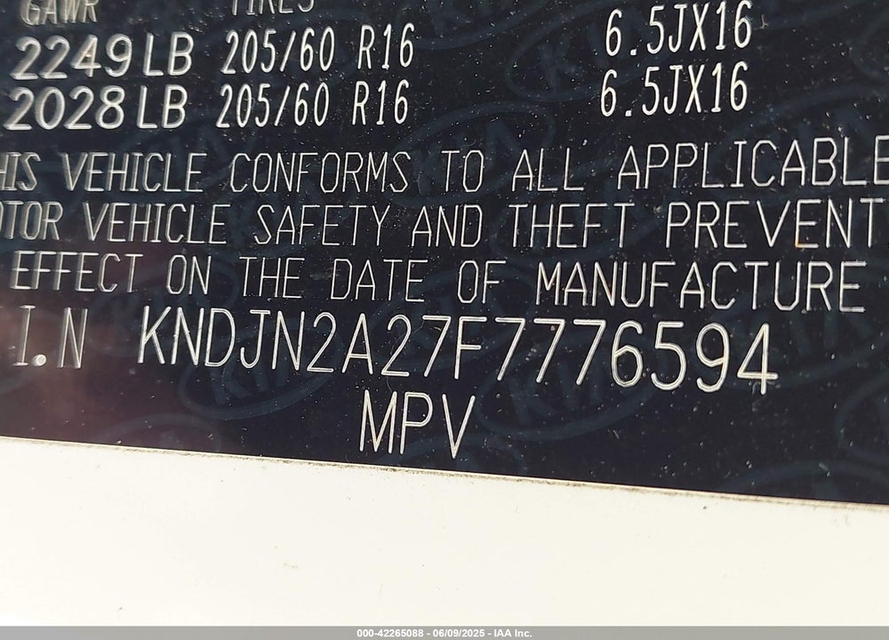 2015 KIA SOUL VIN: KNDJN2A27F7776594