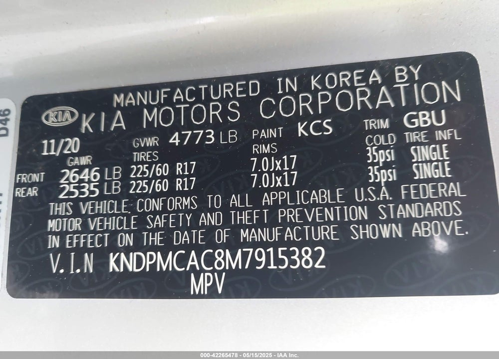 2021 KIA SPORTAGE LX VIN: KNDPMCAC8M7915382