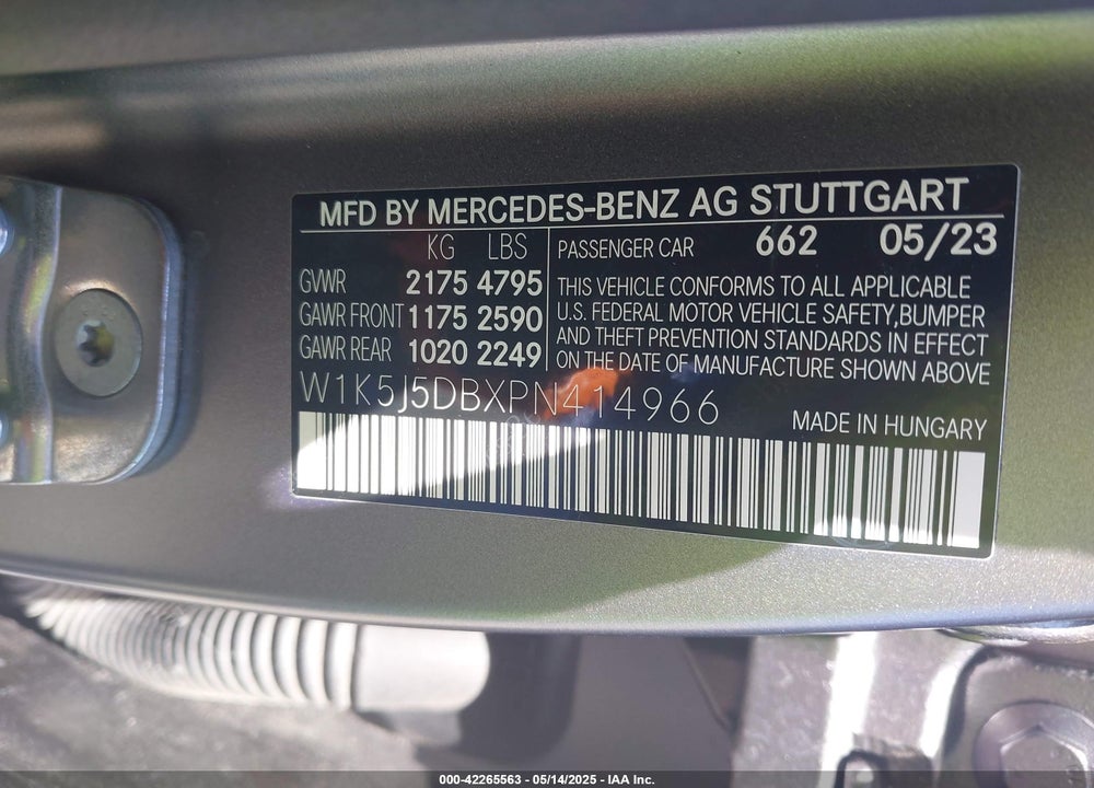 2023 MERCEDES-BENZ AMG CLA 45 4MATIC VIN: W1K5J5DBXPN414966