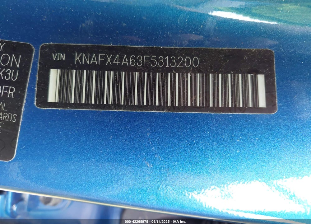 2015 KIA FORTE VIN: KNAFX4A63F5313200