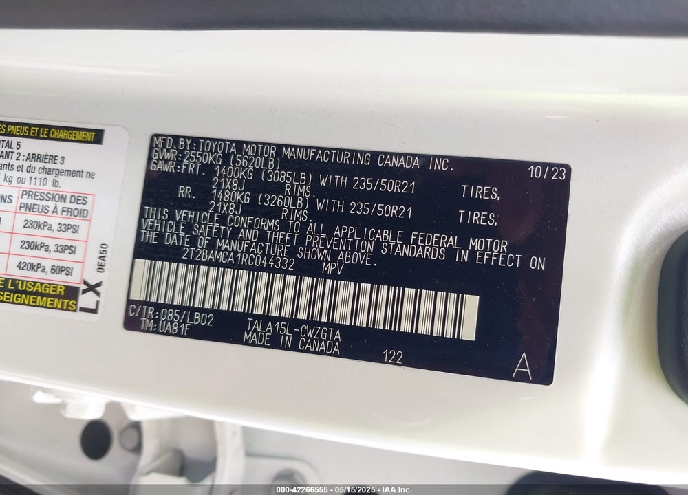 2024 LEXUS RX 350 PREMIUM PLUS VIN: 2T2BAMCA1RC044332