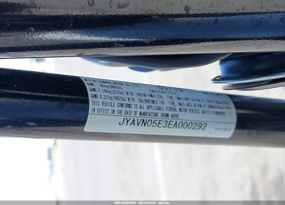 2014 YAMAHA XVS950 CU VIN: JYAVN05E3EA000292