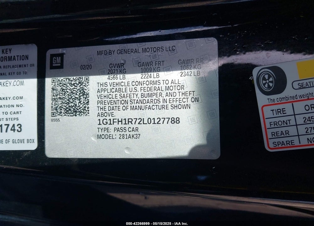 2020 CHEVROLET CAMARO RWD 2SS VIN: 1G1FH1R72L0127788